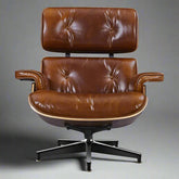 Iconic Eames Style Premium XL Lounge Chair and Ottoman - Walnut Wood | Waxed Vintage Tan